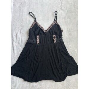 Adore Me Slip Mini Dress Women’s S Lace Black Pink Y2K 90s Fairy Goth Grunge